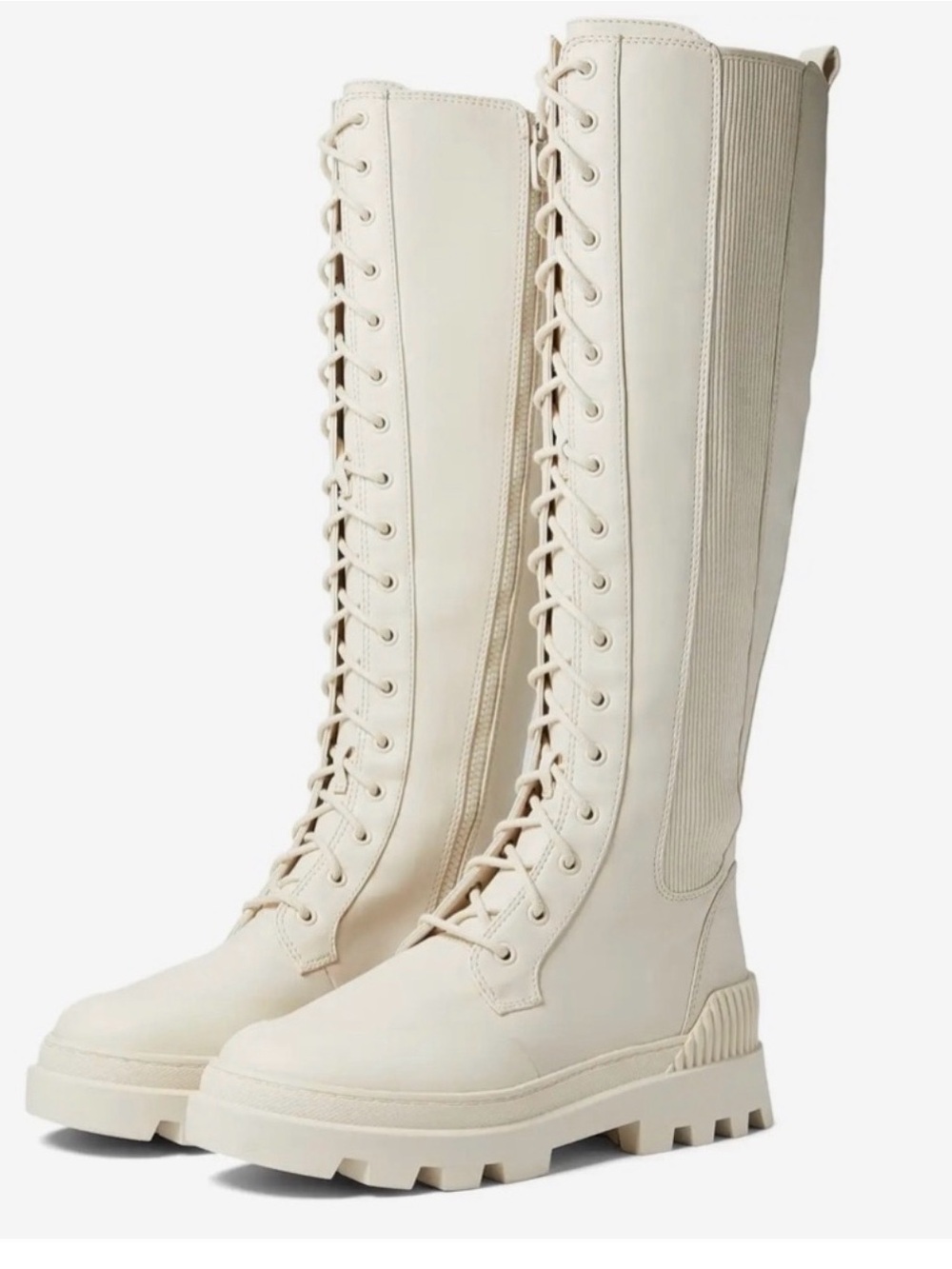 Circus by Sam Edelman Women's Tall Lace-Up Chunky Sole Boots - Cream 9.5
